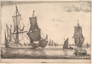 bay with sailing vessels (painting)